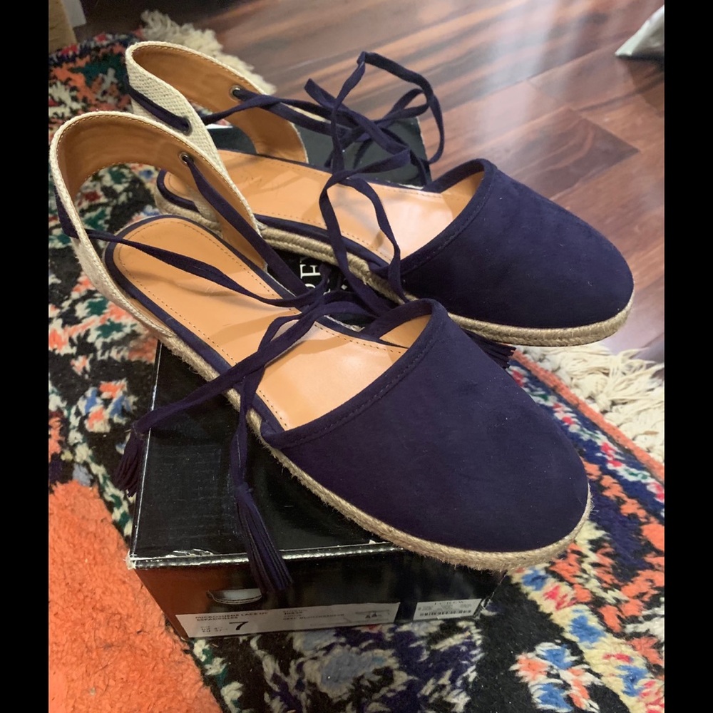 Navy and Tan Espadrilles